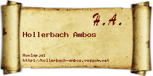 Hollerbach Ambos névjegykártya